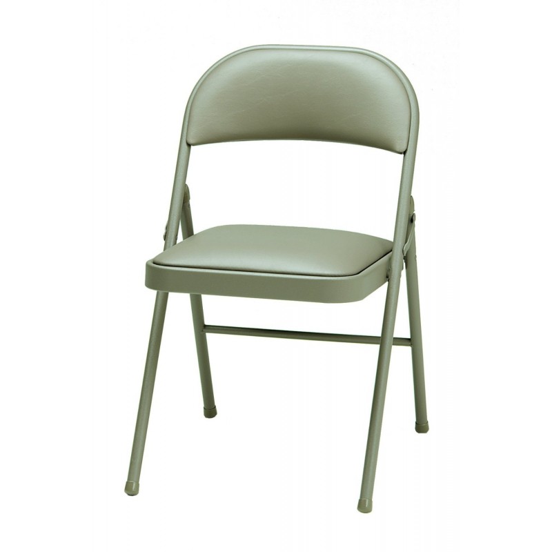 Kubic Metallic Folding Chairs Padded Seat Back Putty