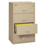 FireKing Lateral File Cabinets 4-3122-C 4 Drawer Lateral 31" wide - Key/Combo Lock- Parchment - Image 2