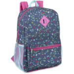Girl's 6 in 1 Backpack Set With Lunch Bag, Pencil Case, Bottle, Keychain, Clip (Flowers) - Image 3