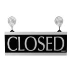 U.S. Stamp & Sign HeadLine Century Series 5x13 Inch Double Sided Open/Closed Sign, Black and Silver, 4246 - Image 2