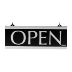 U.S. Stamp & Sign HeadLine Century Series 5x13 Inch Double Sided Open/Closed Sign, Black and Silver, 4246