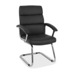 Traction High-Back Modern Guest Chair - Leather Reception Black (vl102sb11) Contemporary Faux Adjustable Height